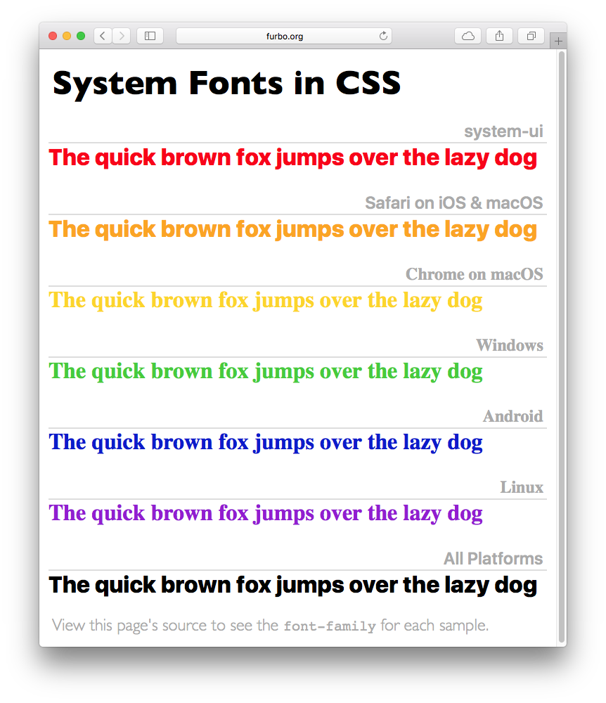 System Fonts In CSS Furbo