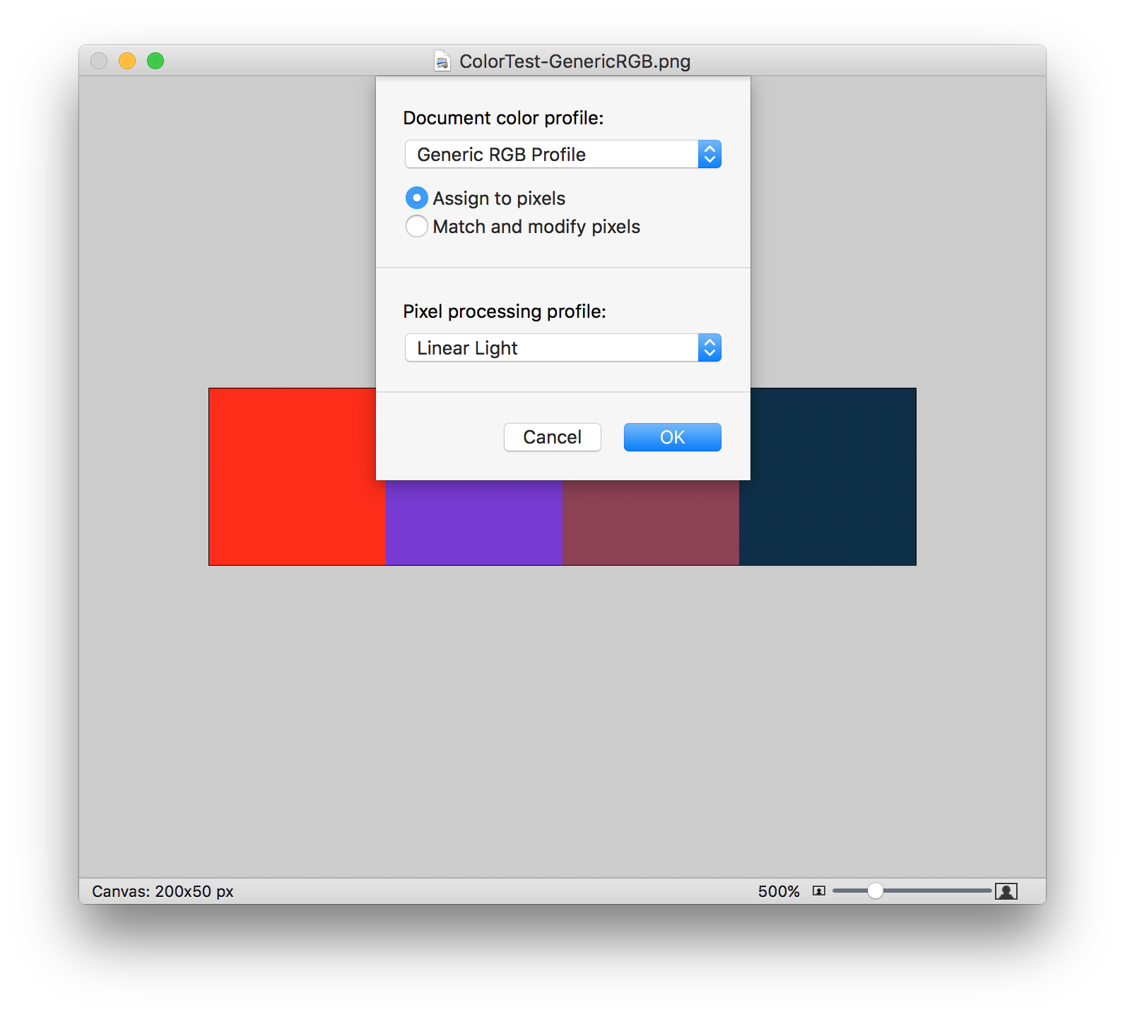 Color management settings in Acorn