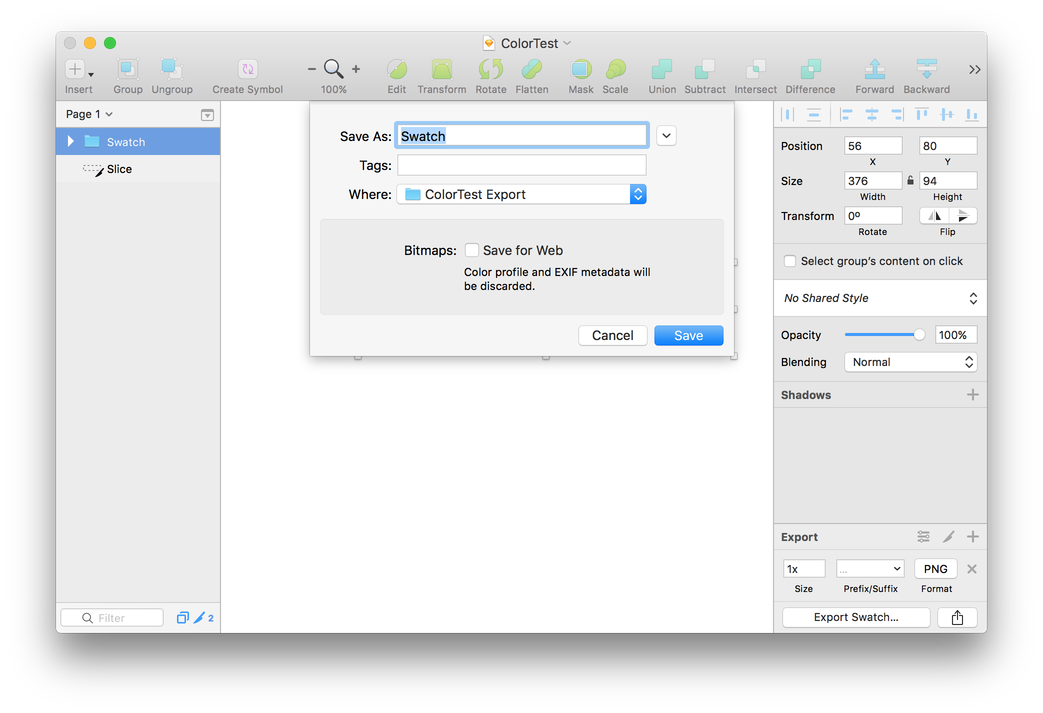 Color management settings in Sketch